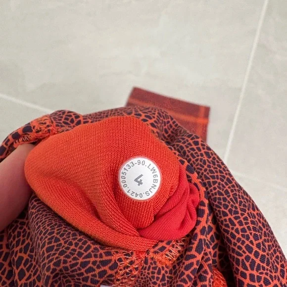 Lululemon Wunder Train HR Crop 23" Crackle Glaze Vintage Orange Larkspur Size 2 - Picture 11 of 11